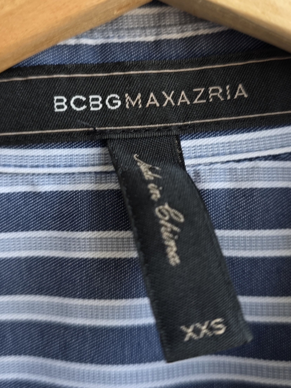 BCBGMaxAzria Blue & White Striped High-Low Shirt Dress - Picture 3 of 15